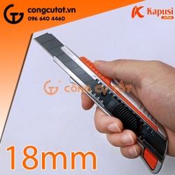 Dao rọc giấy vỏ nhôm lưỡi thép SK5 đen bản rộng 18mm Kapusi K-8743