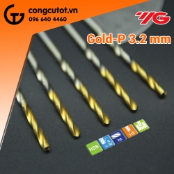 Mũi khoan YG 3.2mm dòng Gold-P D1GP103032 hay còn gọi là mũi khoan YG phủ vàng được làm từ thép gió